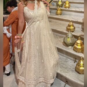 Elegant Cream Embroidered Gown